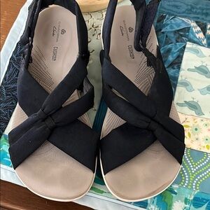Clarks Navy Criss-Cross Sandals Size 7.5